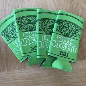 Bud Light Lime AB Koozie Fits Slim Aluminum Can Lot of 4 Coozie Green